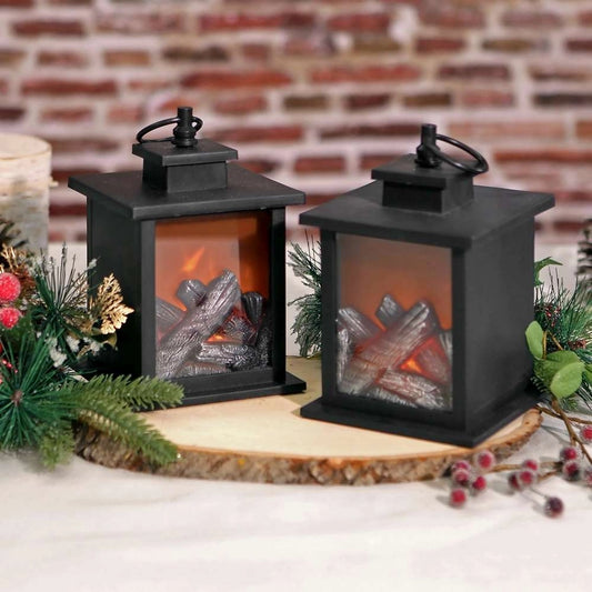 Led Vintage Decorative Black Lantern - Tokyo (Set of 2)