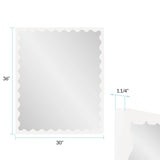 Santosh Rectangular Mirror with Inner Scalloped Edge in Glossy White