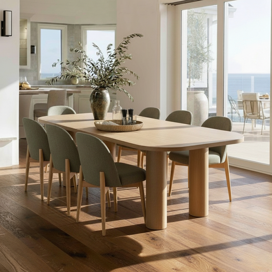 Baguette 86.5" Modern Rectangle Oak Large Dining Table