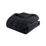 Clip Jacquard Pompom Comforter Set, Black