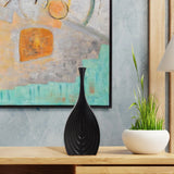 Black Onion Tapered Low Ceramic Vase