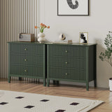 Large Fluted 3 Drawer Dresser, Modern Nightstand Cabinet