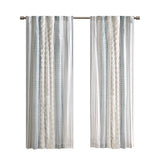 Cotton Printed Curtain Panel 50x108", White/Navy