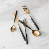 Velo Black/Gold Brushed 40pc Flatware Set