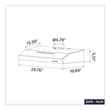 CIARRA 30 inch Insert Hood Under Cabinet Range Hood with 200 CFM Powerful Airflow & 3-Speed Fan, Quiet OperationCAB75905-OW