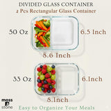 Moss & Stone 2-Piece Divided Glass Food Containers