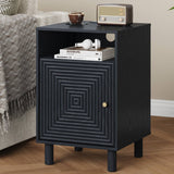Nightstand with 1 Door, Modern Side Table Charging Station