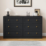 3 Drawer Nightstand, Large Bedside Table with Golden Round