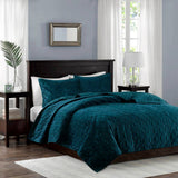 Velvet 3-Piece Quilt Set, Teal