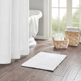 Wholesale Cotton Chenille Chain Stitch Bath Rug Bathroom Rugs, White