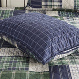 3 Piece Reversible Patchwork Printed Quilt Set, Green / Navy