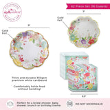 Garden Blooms 62pc Party Tableware Set for 16