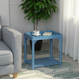 Scalloped Rectangle Side Table Light Blue