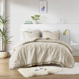 Diamond Quilted Ruffle Edge Comforter Set, Neutral