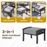 All-Weather Iron Frame Outdoor Ottoman with Cushion