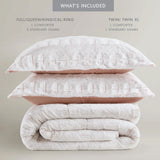 Long Faux Fur Comforter Mini Set, Blush