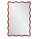 Maya Rectangular Waved Edge Mirror in Glossy Burgundy