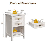 Wholesale Farmhouse Nightstand, Boho Bedside Table with 2 Drawers