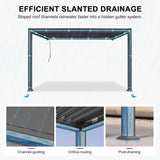 PURPLE LEAF Caesar Wall Mounted Louvered Pergola, All-Aluminum Patio Cover with Adjustable Roof, Hidden Gutter Drainage, Lean-to Pergola for Deck, Backyard, Porch, Dark Gray