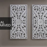 Antique Carved Wooden Boho Wall Art Decor, Dark