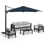 5-Piece Aluminum Patio Sofa Set with Umbrella and Armchairs