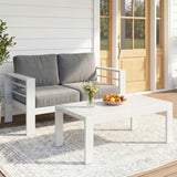 2-Piece Aluminum Outdoor Patio Loveseat with Coffee Table