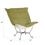 Scroll Puff Chair Bella Moss Titanium Frame
