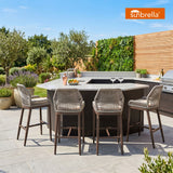 PURPLE LEAF Patio Sunbrella Bar Stools Set of 2 Rattan Bar Aluminum Bar Stool Outdoor Barstools with Back and Cushion for Garden Kitchen Island