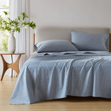 144TC Geometric Diamond Blue Printed Cotton Sheet Set