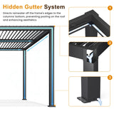 12'x20' Adjustable Louvered Pergola For Patio, Aluminum