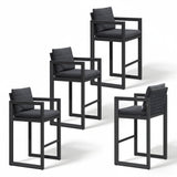 PURPLE LEAF Caesar Bar Stools Modern Aluminum Barstools with Stainless Removable Cushion for Kitchen Outside Island Backyard