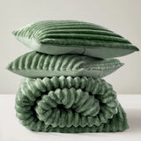 300GSM Fluffy Ribbed Plush Comforter Set,Green