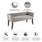 Flared Low Arm Low Back Accent Bench, Grey