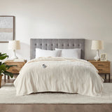 Heated Plush Electric Bedding Blanket, Ivory