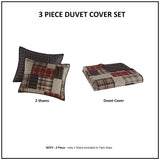 3 Piece Reversible Patchwork Printed Quilt Set, Red/Black