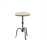 Creame Marble Accent Table with Curved Metal Legs