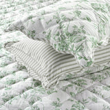 Vintage Inspired Floral Microfiber Quilt Set, Green