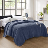 Buttery Soft Feel Faux Feathersoft Heated Blanket, Navy