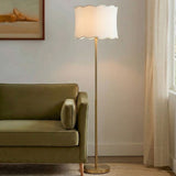 Textured Ceramic Floor Lamp with Scallop-Shaped Shade, Gold