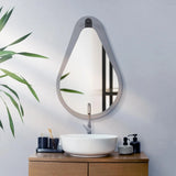 Saldar Gray Teardrop Contemporary Mirror with Black Metal Hook