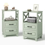 Wholesale Tall Nightstand with 2 Drawers and Open Shelf Above