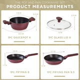 Moss & Stone 4-Piece Burgundy Nonstick Cookware Set