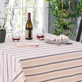 French Home 71" X 95" Cream, Blue and Pink Tablecloth