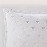 Gold Metallic Printed Plush Comforter Set, White