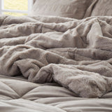 Solid Faux Fur Comforter Mini Set, Gray