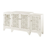 4-Door Quatrefoil Mirrored Dining Buffet Kitchen Cabinet *