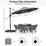 PURPLE LEAF Durable Patio Outdoor Umbrella Aluminum Round Cantilever Sun Yard Umbrellas For Pool, Deck