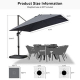 PURPLE LEAF Patio Outdoor Large Umbrella Square and Rectangular Cantilever Yard Sun Umbrellas