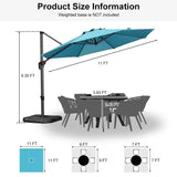 PURPLE LEAF Durable Patio Outdoor Umbrella Aluminum Round Cantilever Sun Yard Umbrellas For Pool, Deck