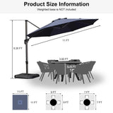 PURPLE LEAF Durable Patio Outdoor Umbrella Aluminum Round Cantilever Sun Yard Umbrellas For Pool, Deck